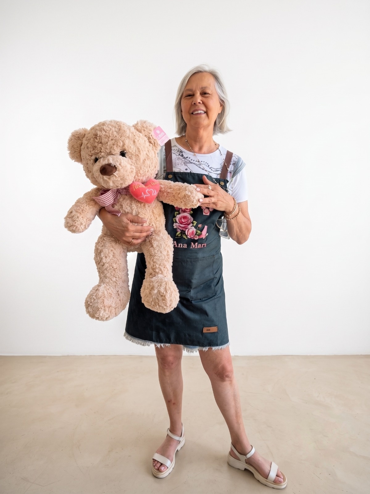 Oso de peluche Old Corazón de 75 cm